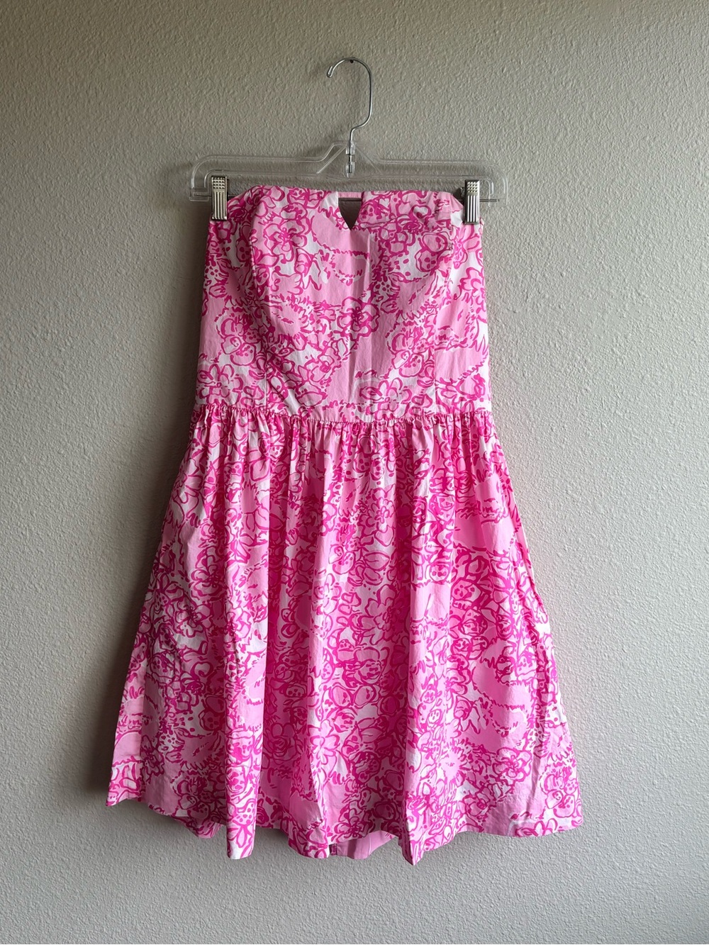 Pink Cotton Strapless Dress